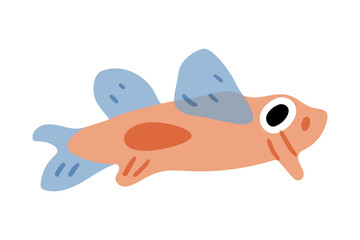 Cartoon Orange Blue Fish Illustration