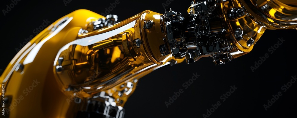 Poster close-up of a modern robotic arm showcasing advanced engineering and design.