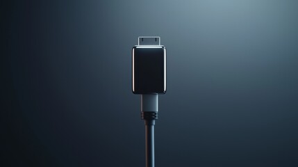 Close-up of a modern electronic connector on a dark background with soft lighting.