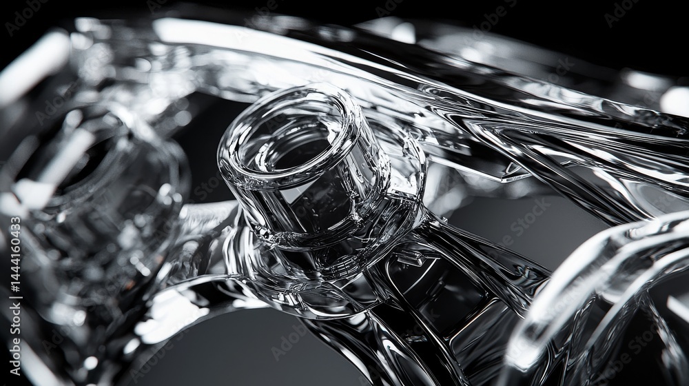 Poster close-up of intricate transparent material showcasing modern design and craftsmanship.