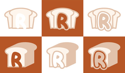 Letter R white bread. This logo combines letters and white bread. Suitable for bread shops, bakery, cafe, and the like.