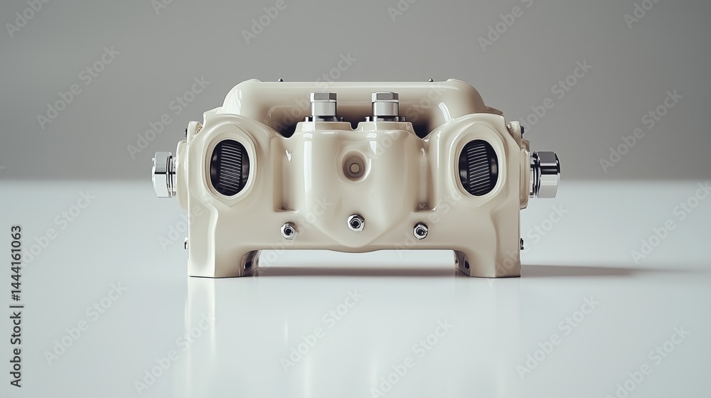 Poster close-up view of a mechanical component on a white background.