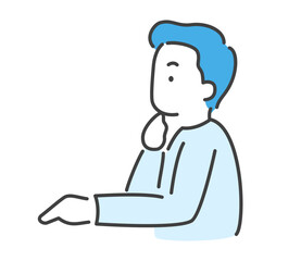 考え事をする男性の横向きイラスト　ベクター
