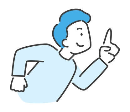 上を指さす男性のイラスト　ベクター
