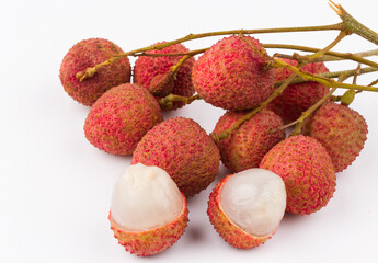 lychee red fruit on a white background