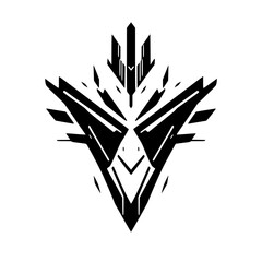 Obraz premium Abstract Geometric Emblem in Black & White, Futuristic Design Element