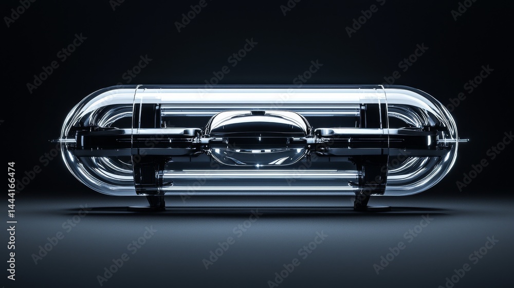 Poster futuristic transparent device showcasing sleek design and advanced technology.