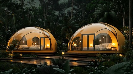 Round geodesic domes in tropical setting