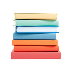 Stack of colorful books, isolated on white background.