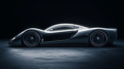 Sleek modern sports car design showcasing luxury and speed in a dark setting.