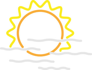 Minimal Weather Icons Set – Hand-Drawn Illustration of Sun and fog