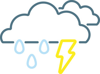 Minimal Weather Icons Set –  Rainy Weather with Lightning