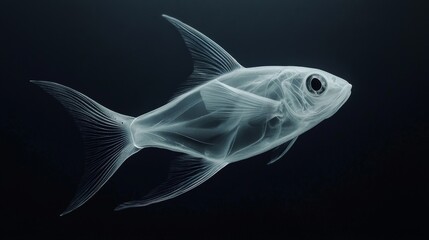Stunning x-ray image of a fish showcasing its intricate bone structure.
