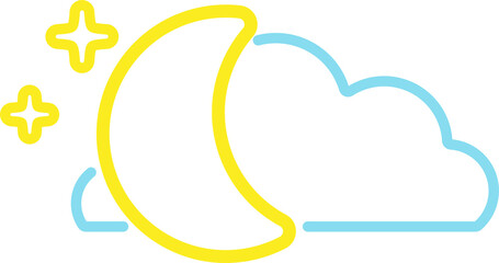 Minimal Weather Icons Set –  Moon and Cloud