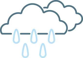 Minimal Weather Icons Set –  Rainy Clouds with Droplets