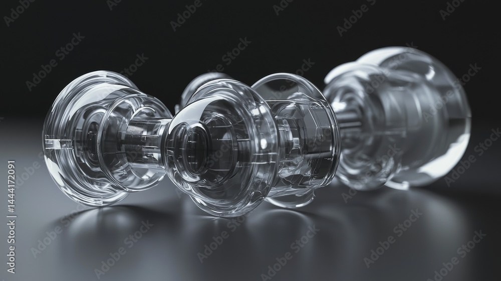 Poster transparent glass object with a unique design showcasing elegance and modern style.