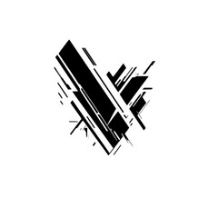 Abstract Black Heart Made of Geometric Shapes