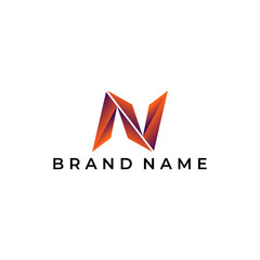 ILLUSTRATION TRIANGLE LETTER N GEOMETRIC LOGO ICON ORANGE GRADIENT COLOR TEMPLATE SIMPLE MINIMALIST ELEMENT DESIGN SIMPLE VECTOR GOOD FOR APPS, BRAND 
