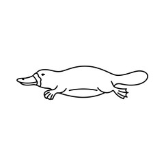 Obraz premium Platypus swimming line icon in black and white
