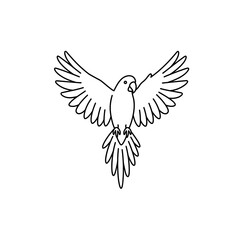 Obraz premium Flying parrot with wings spread line icon