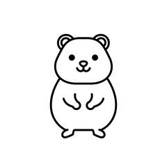 Naklejka premium Hamster standing line icon in black and white