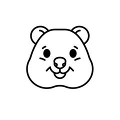Fototapeta premium Smiling hamster face line icon in black and white