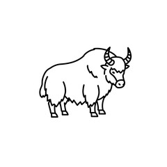 Obraz premium Yak standing line icon in black and white