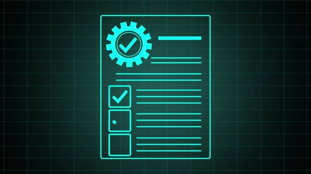Businessman checking steps through document with a list . 