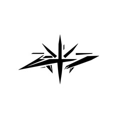 Obraz premium Geometric Black Starburst Logo on White Background, Modern Design