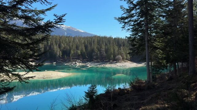 Lake Cauma nature Switzerland Swiss Alps peak Flims forest landscape view