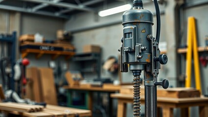 Industrial Drill Ready for Action in Workshop