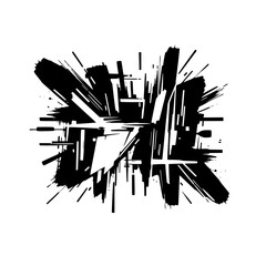Abstract Black and White Brushstroke Explosion Design