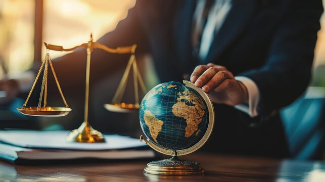 International law lawyer advising clients on cross-border disputes