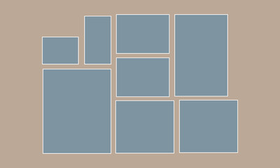 Templates collage frames photos parts, picture or illustration. Vector frames. Mood board photos. Poster frame mockup. Collage concept.  Vector Illustration . EPS 10  .