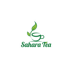 Tea leaf logo design template. Tea shop icon, tea store, packaging product logo with green color