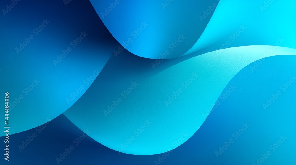 Poster abstract blue waves background with smooth gradient and curving shapes