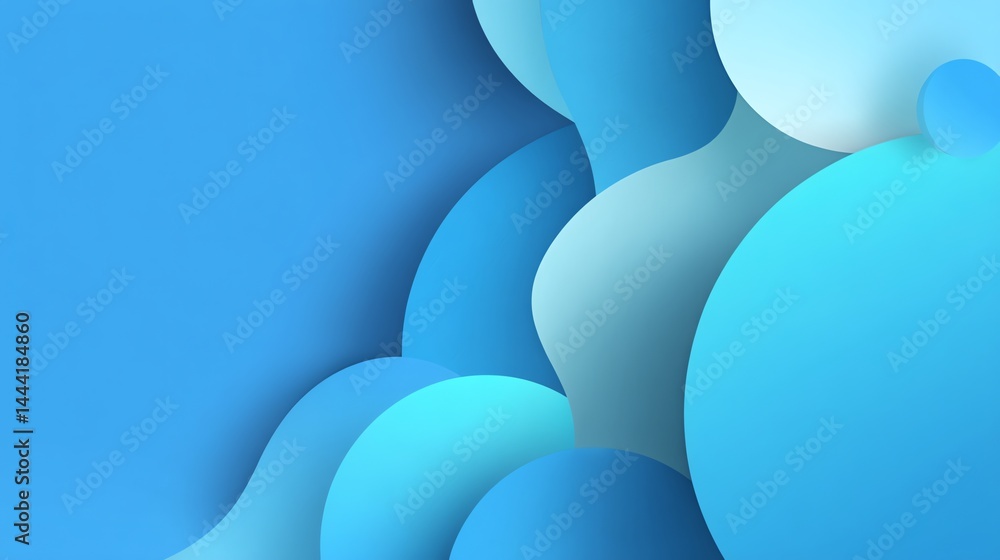 Poster abstract blue spheres background with gradient colors and dynamic overlapping