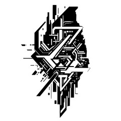 Abstract Geometric Black and White Tech Design