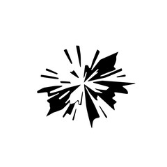 Black Burst Graphic on White, Abstract Explosion Vector