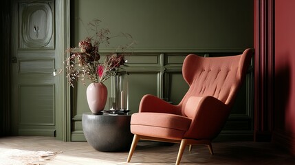 Interior design scene with a comfortable arm chair.