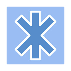 Blue and White Star of Life Emblem on a Square Background Design