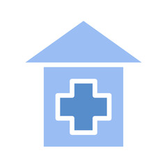 Obraz premium Stylized home depiction featuring a prominent healthcare cross insignia element