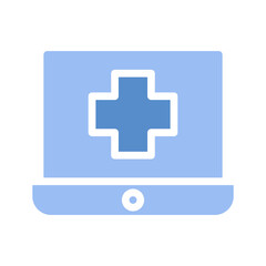 Digital health solution interface displaying medical cross symbol in calming color scheme