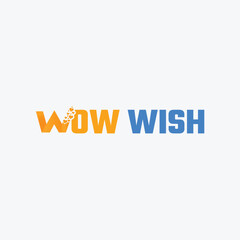 Wow wish logo with love heart word text branding icon