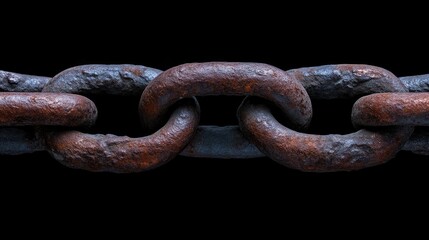 Fototapeta premium Rusty metal chain links against a black background