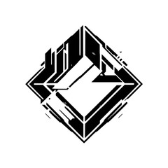Geometric Cyberpunk Diamond Logo Design - Futuristic Graphic on White