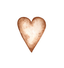 Heart brown for valentine's day, mother's day, friends, girlfriends watercolor illustration. Concept of love, relationship, art, painting.
