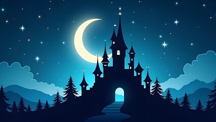 Fototapeta premium night landscape with castle