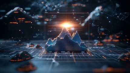 Digital landscape, abstract mountain chart, data visualization