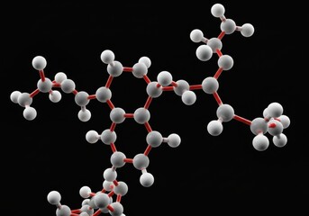 Molecular structure on a dark background